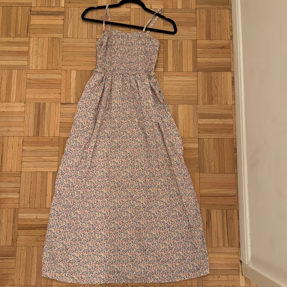 Old Navy White Floral Dress with Pink and Blue Accents